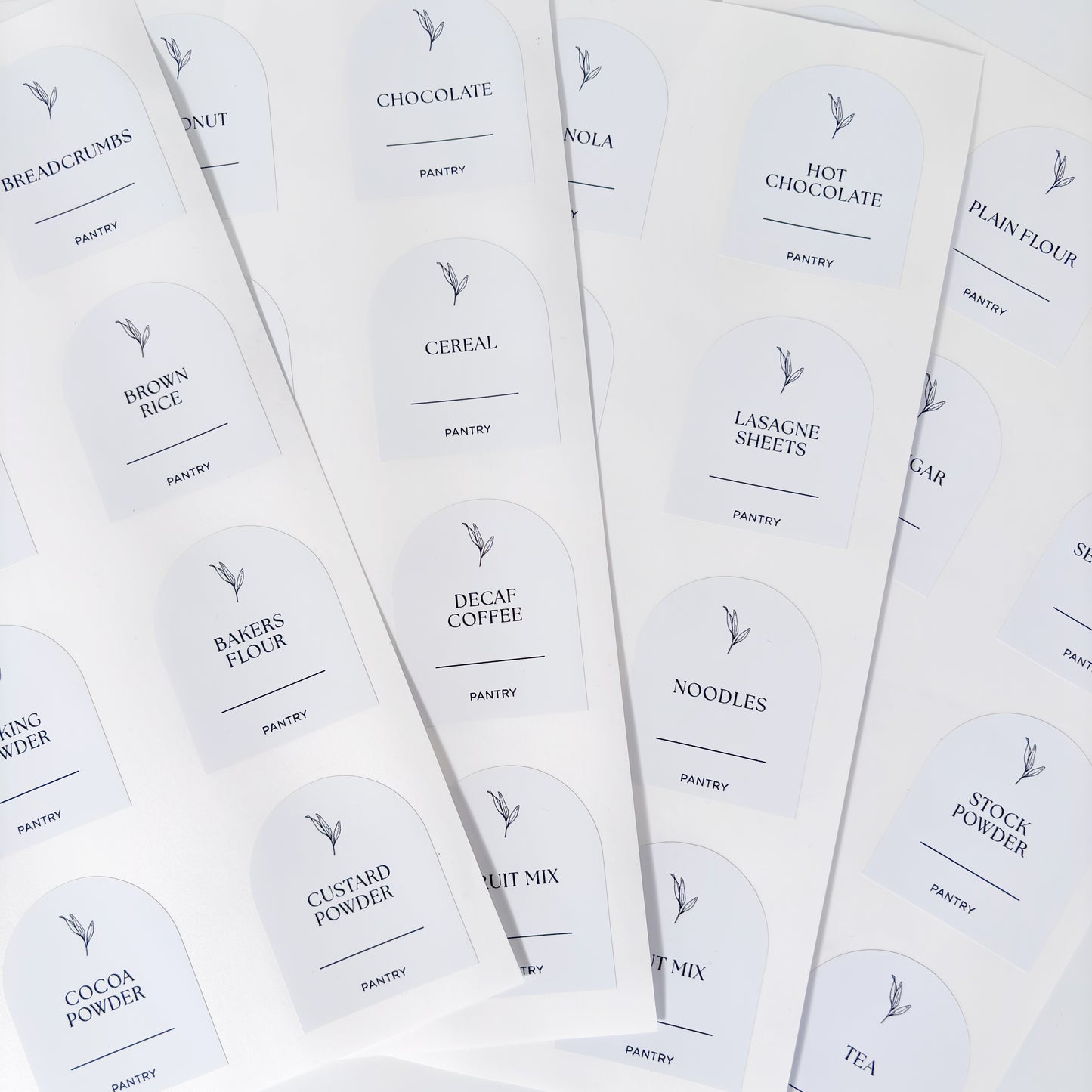 Essential Arched Pantry Label Set | White | 48 Labels