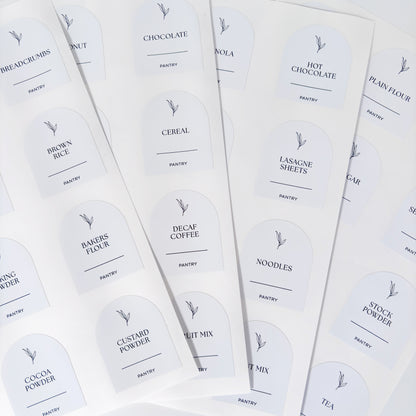 Essential Arched Pantry Label Set | White | 48 Labels