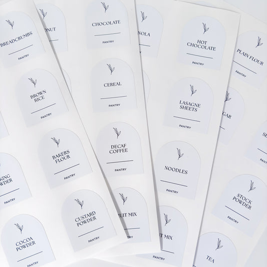 Essential Arched Pantry Label Set | White | 48 Labels