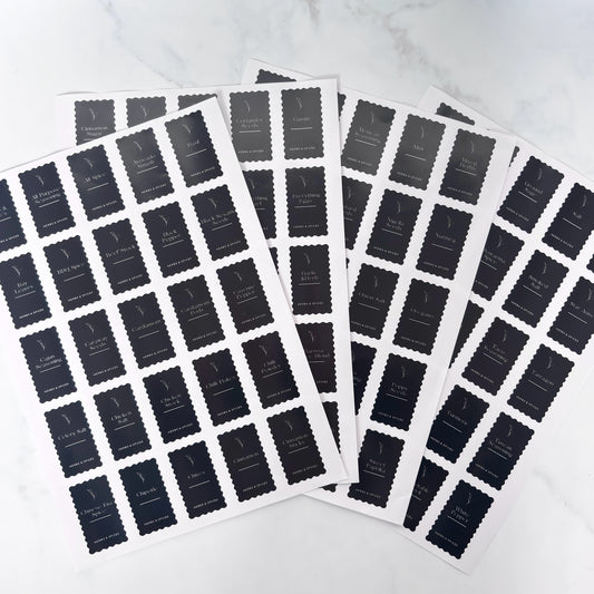 Complete Ripple Herb & Spice Label Set | Black | 100 Labels