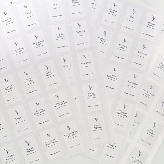Complete Ripple Herb & Spice Label Set | White | 100 Labels