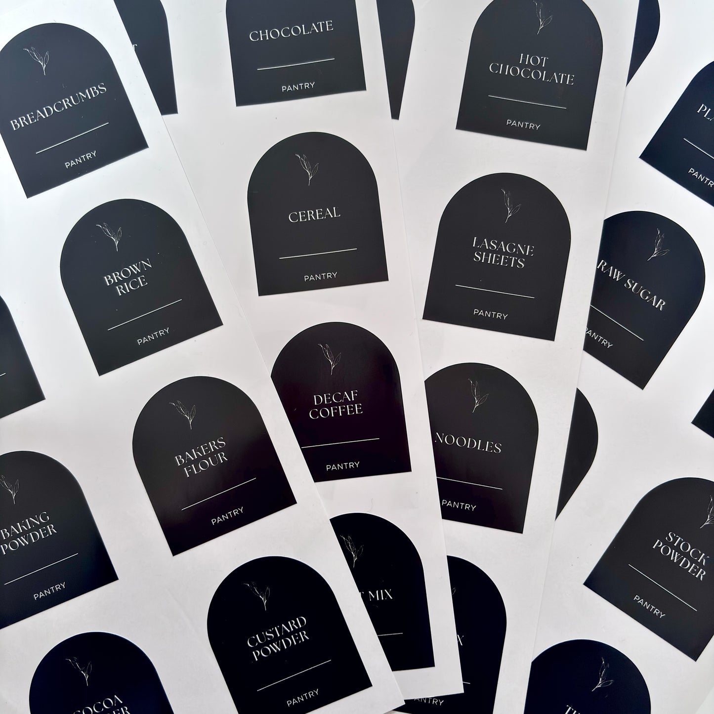 Essential Arched Pantry Label Set | Black | 48 Labels