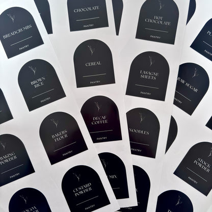Essential Arched Pantry Label Set | Black | 48 Labels