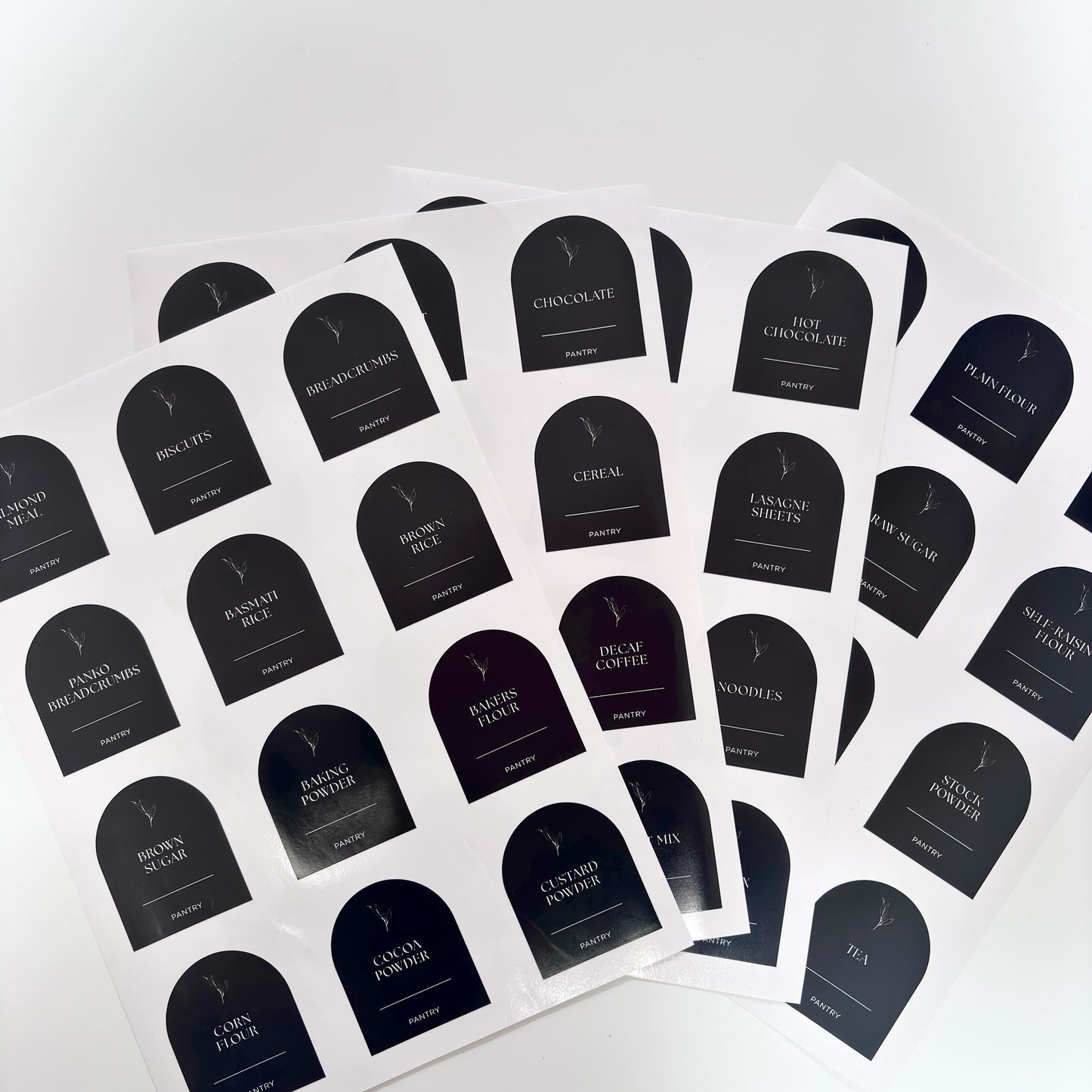 Essential Arched Pantry Label Set | Black | 48 Labels
