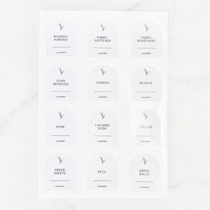 Arch Laundry Label Set | White | 12 Labels