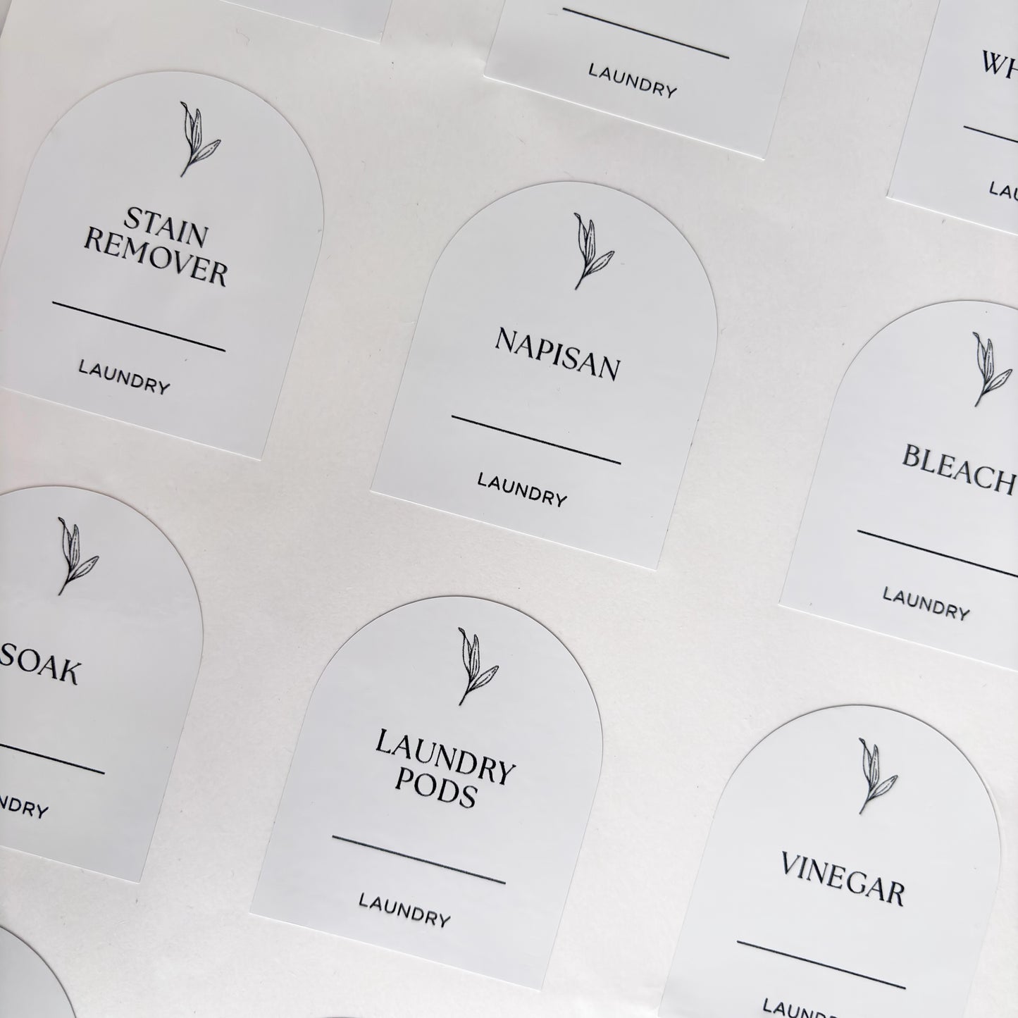 Arch Laundry Label Set | White | 12 Labels