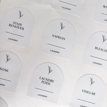 Arch Laundry Label Set | White | 12 Labels