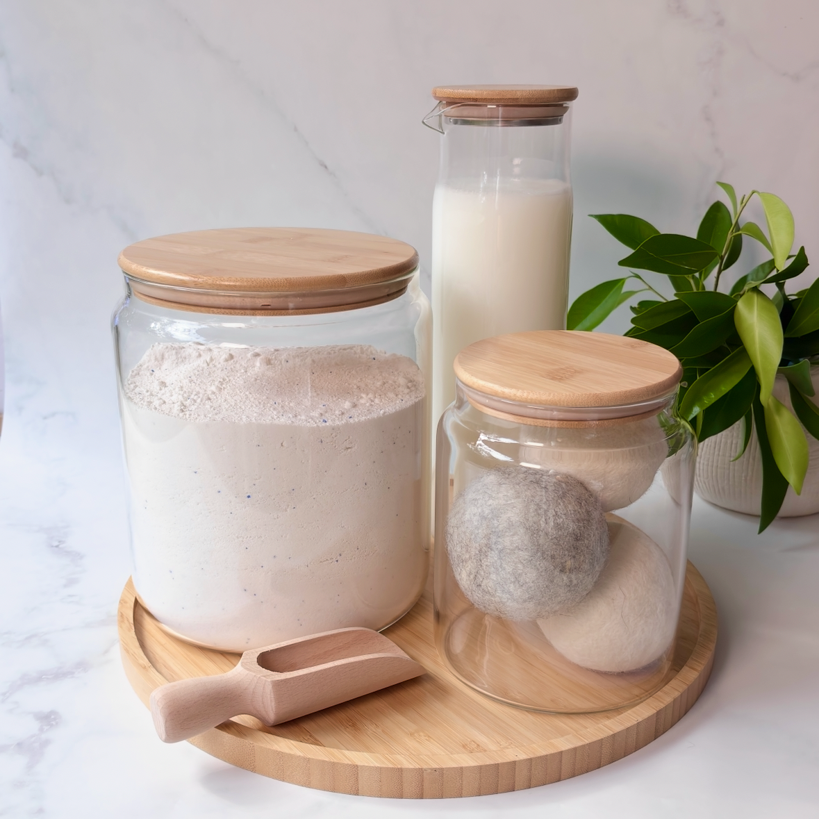 Glass Laundry Jars & Labels Set