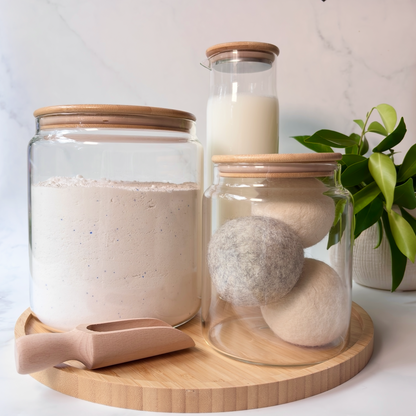 Glass Laundry Jars & Labels Set