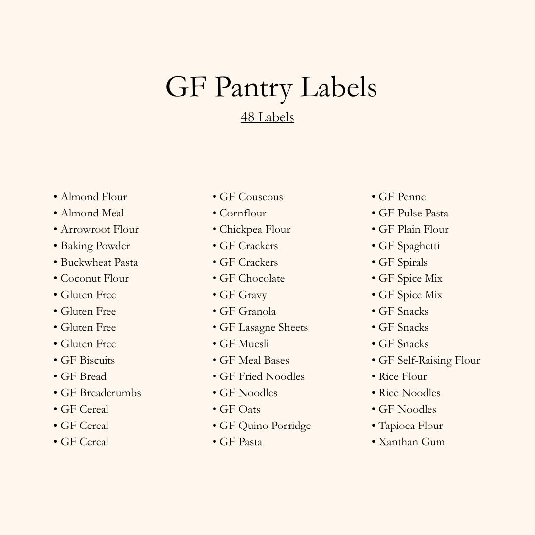 Gluten Free Arched Pantry Label Set | White | 48 Labels