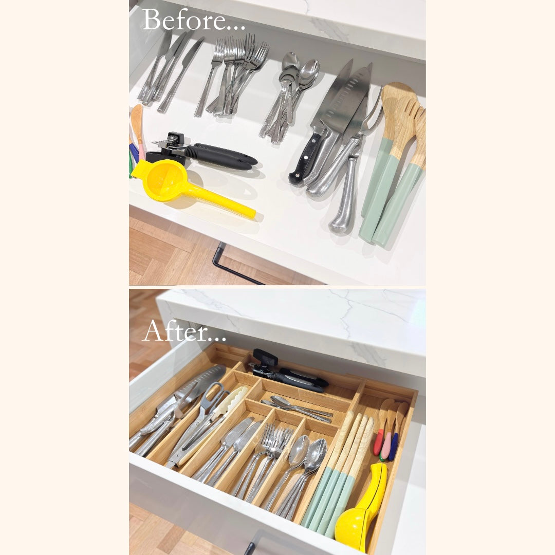 Extendable Bamboo Drawer Organiser