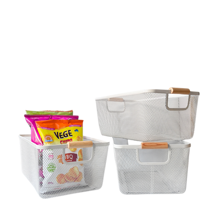 Large Mesh Storage Basket | 3-Piece Set | Off-White