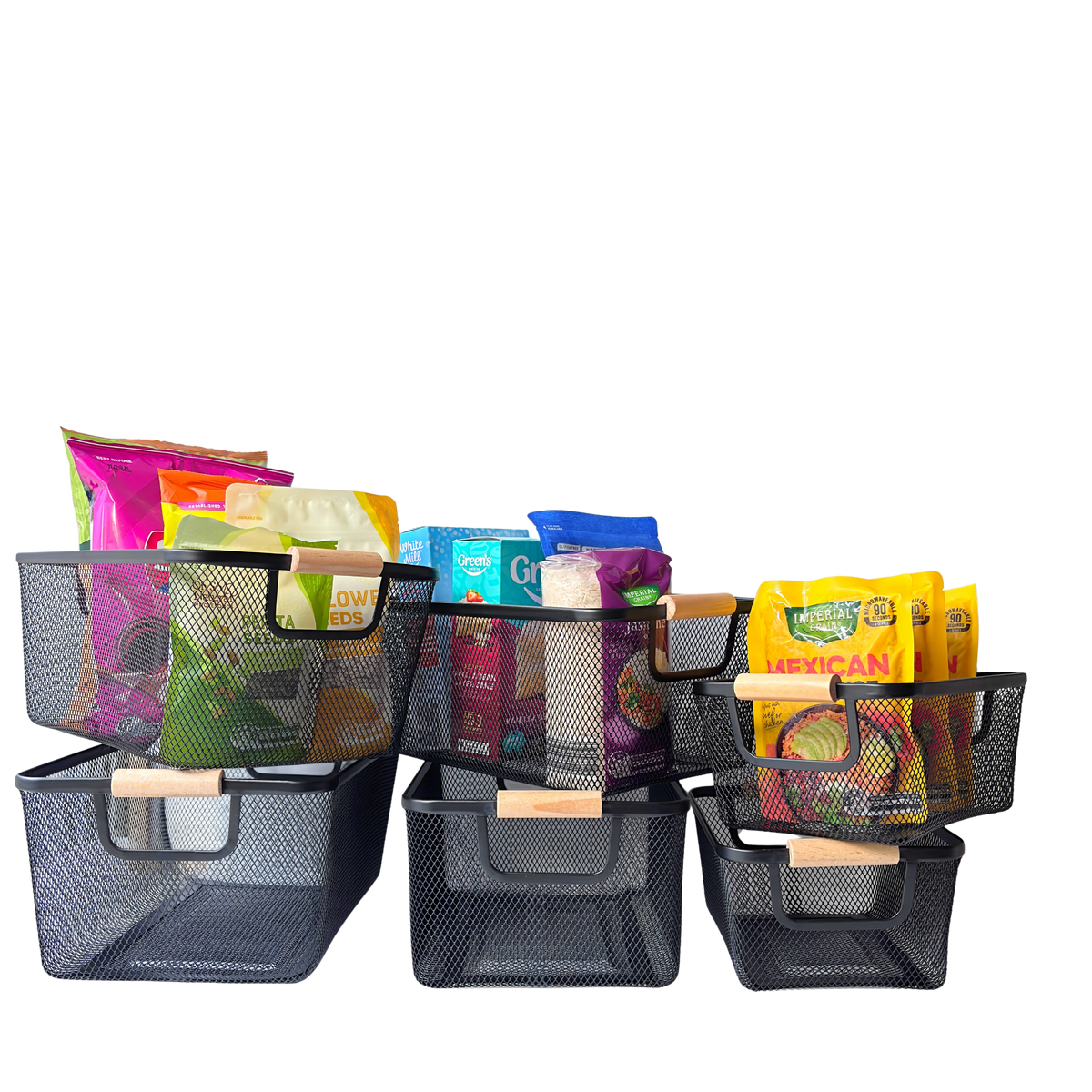 Glass Kitchen Reset Bundle | Black Labels & Mesh Baskets