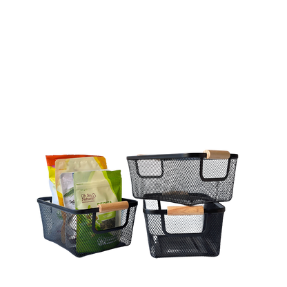 Small Mesh Storage Baskets | 3-Piece Set | Black