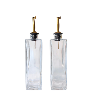 Glass Oil & Vinegar Bottle 2-Piece Set | Gold Nozzle | 500ml