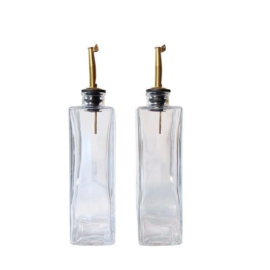 Glass Oil & Vinegar Bottle 2-Piece Set | Gold Nozzle | 500ml