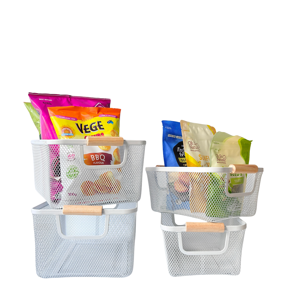 Airtight Container Kitchen Reset Bundle | White Labels & Mesh Storage Baskets