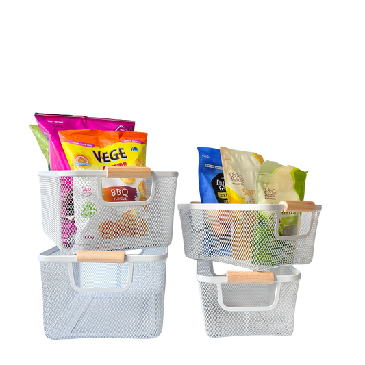 4-Piece Mesh Basket Bundle | White