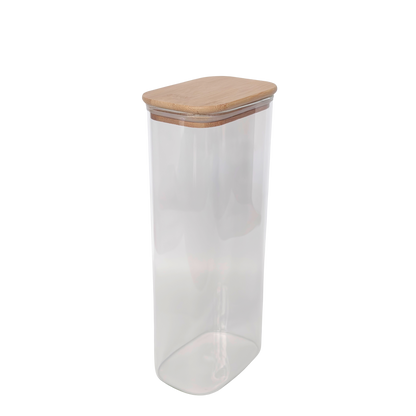 Rectangular Glass Pantry Jar with Bamboo Lid | 2.7L