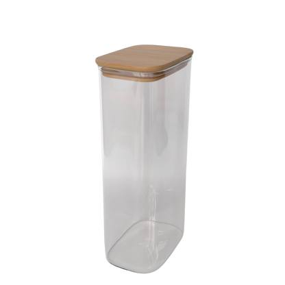 24-Piece Rectangular Glass Jar Pantry Set with Bamboo Lids