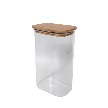 Rectangular Glass Pantry Jar with Bamboo Lid | 1.8L